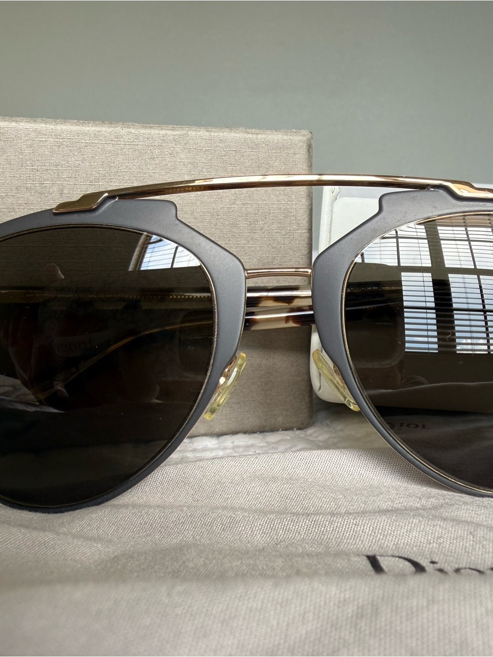 Christian Dior Reflected Aviator Sunglasses - Gold & Tortoise (52-21-140) - Picture 2 of 10